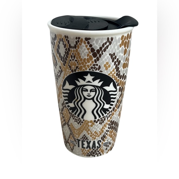 Starbucks Other - Starbucks Texas Ceramic Tumbler Travel Mug 2015 Snake Skin Pattern With Lid Rare